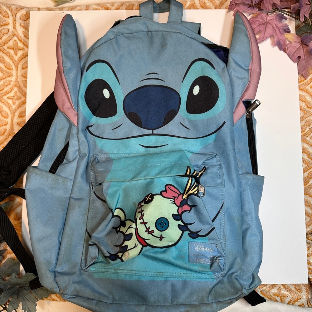 Disney Stitch Turquoise Backpack Very Used Needs Some TLC Amazing Deal